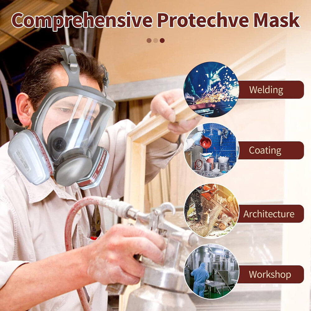 Full Face Gas Mask Painting Spraying Respirator W/Filters for 6800 Facepiece US