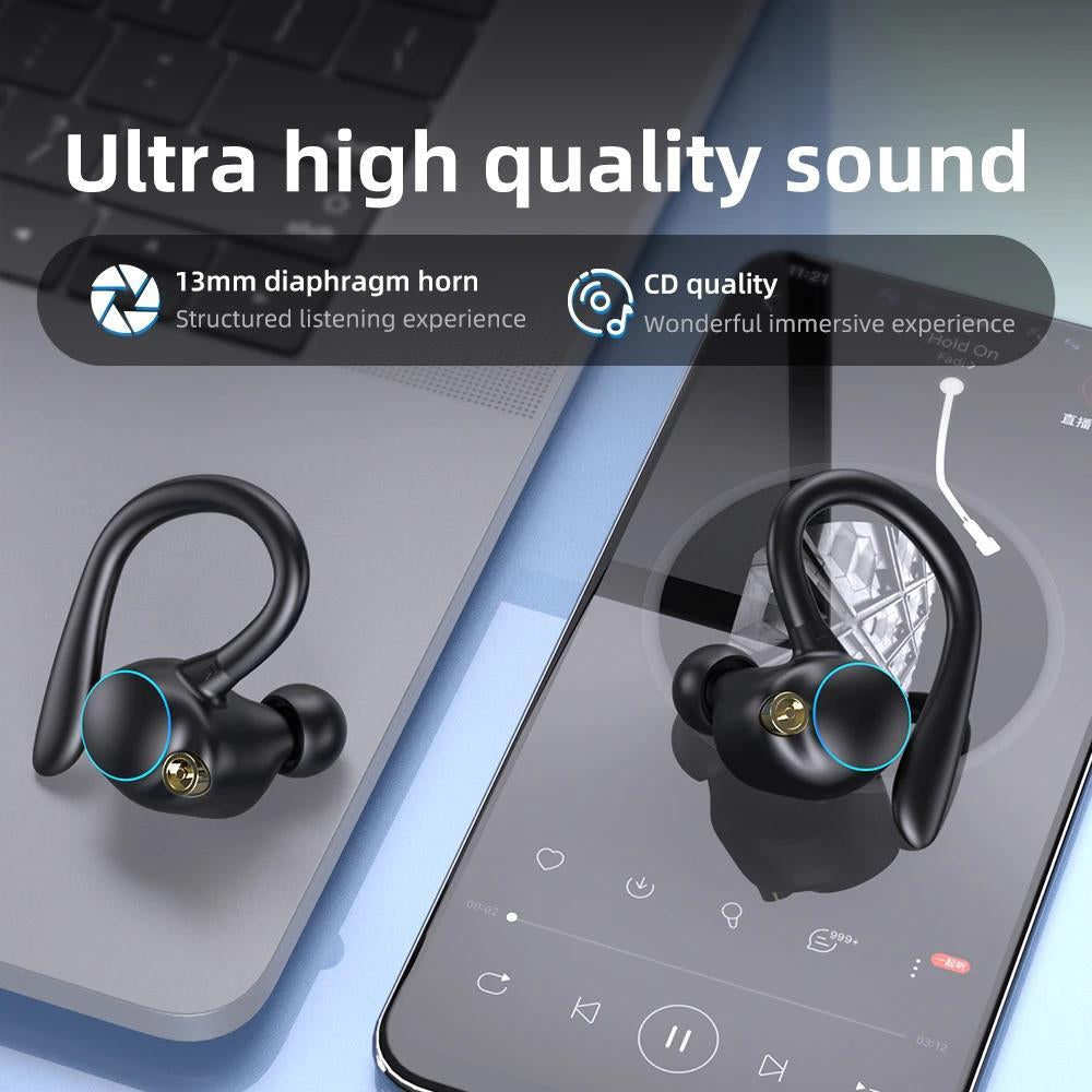 Ear Hook Headphones True Wireless Earbuds Bluetooth 5.3 Waterproof Earphones US