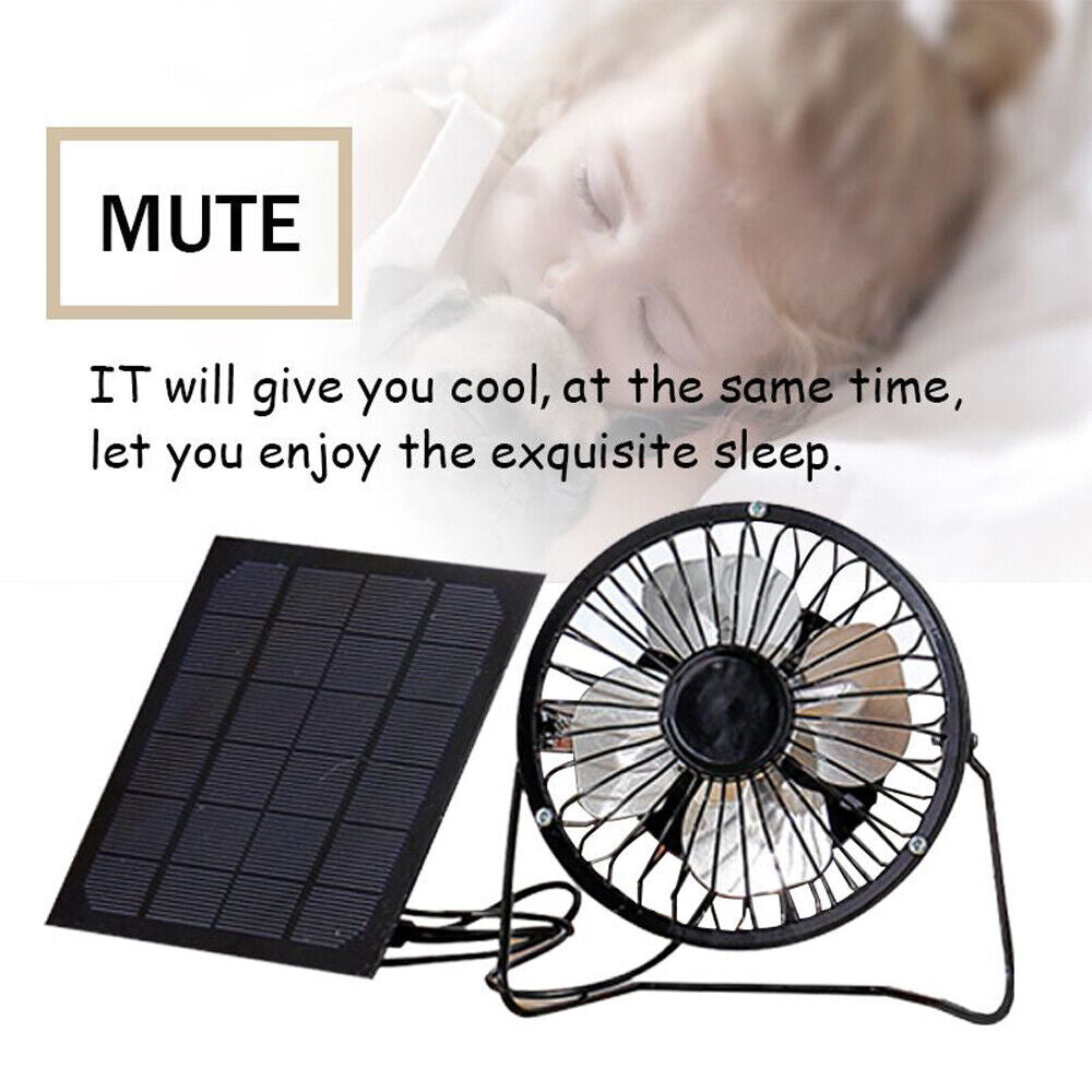 Solar Powered Fan Portable Mini Ventilator Greenhouse Pet Dog Chicken House Cool
