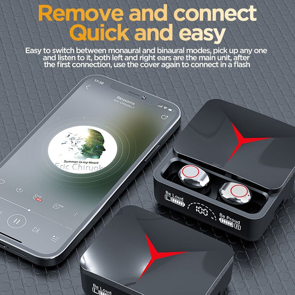 TWS Wireless Earbuds Bluetooth 5.3 Waterproof Headset Headphones with Power Bank