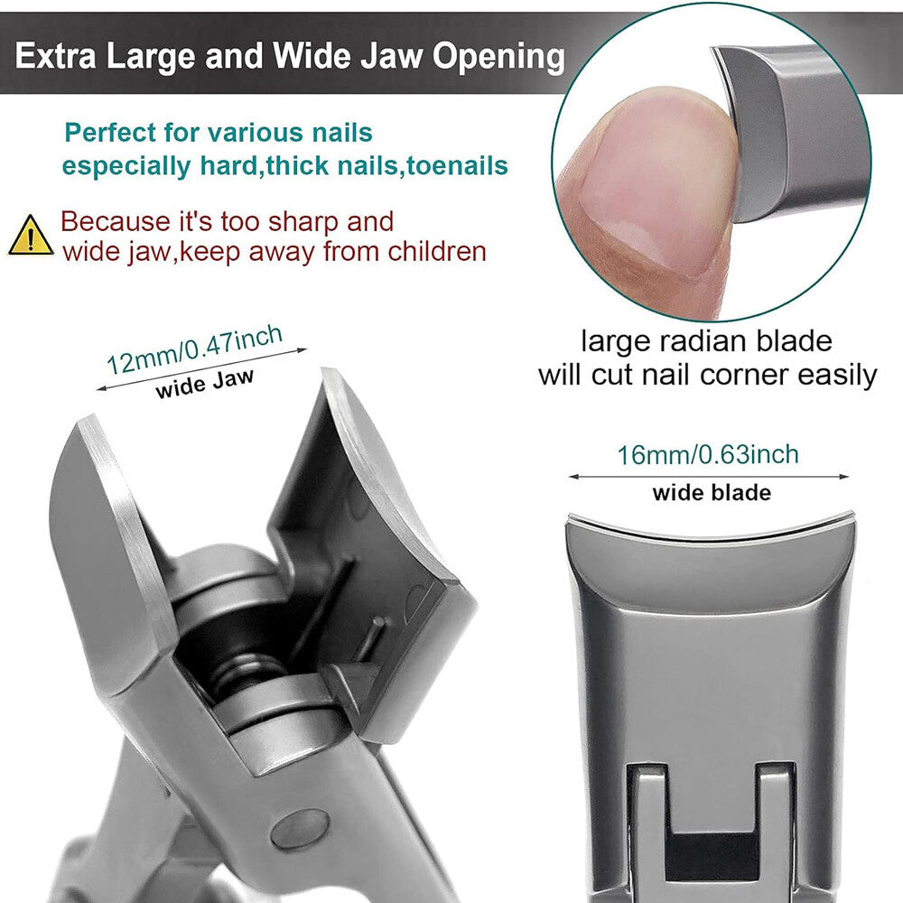 New Ultra Sharp Nail Clippers Steel Wide Jaw Opening anti Splash Portable US