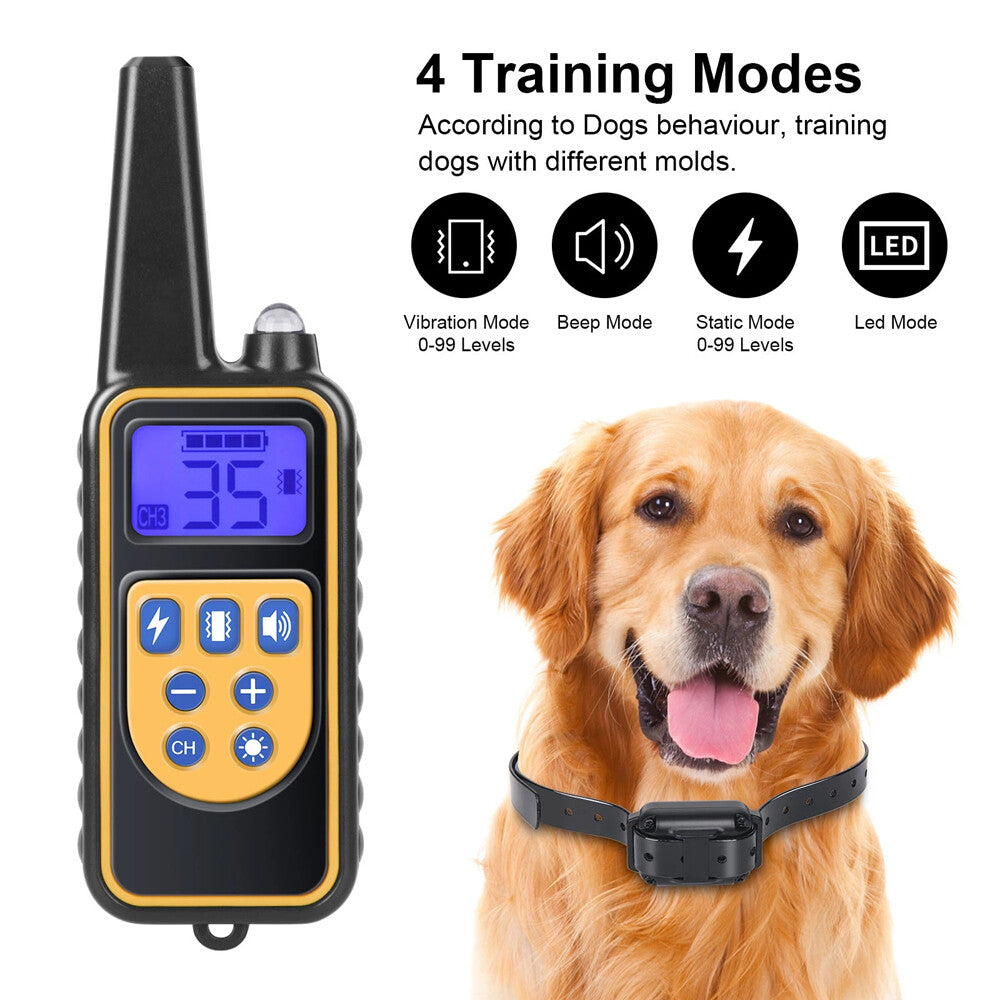 2 Collar Set 2600 FT Remote Dog Shock Training Rechargeable Waterproof LCD Pet