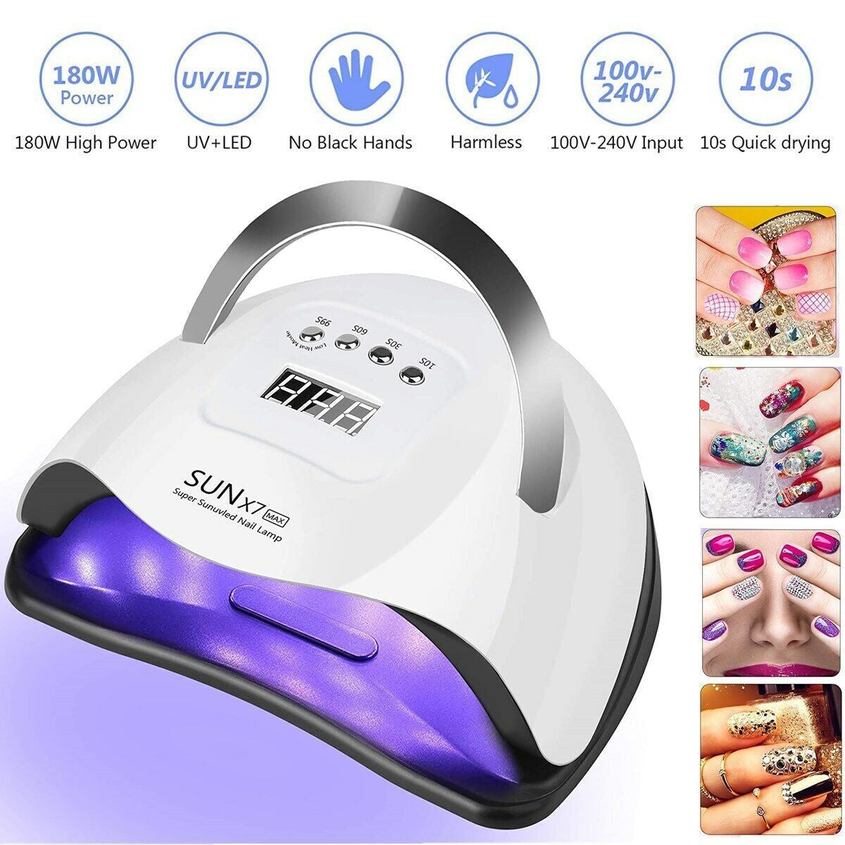 Professional LED UV Nail Dryer Gel Polish Lamp Salon Manicure MAX 180W SUN X7 US