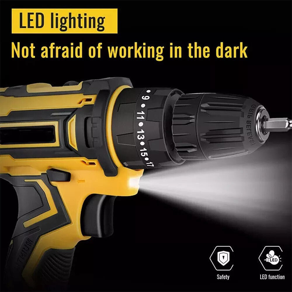 Hammer Drill Cordless Brushless Impact Driver Combo Kit with 2 Battery & Charger