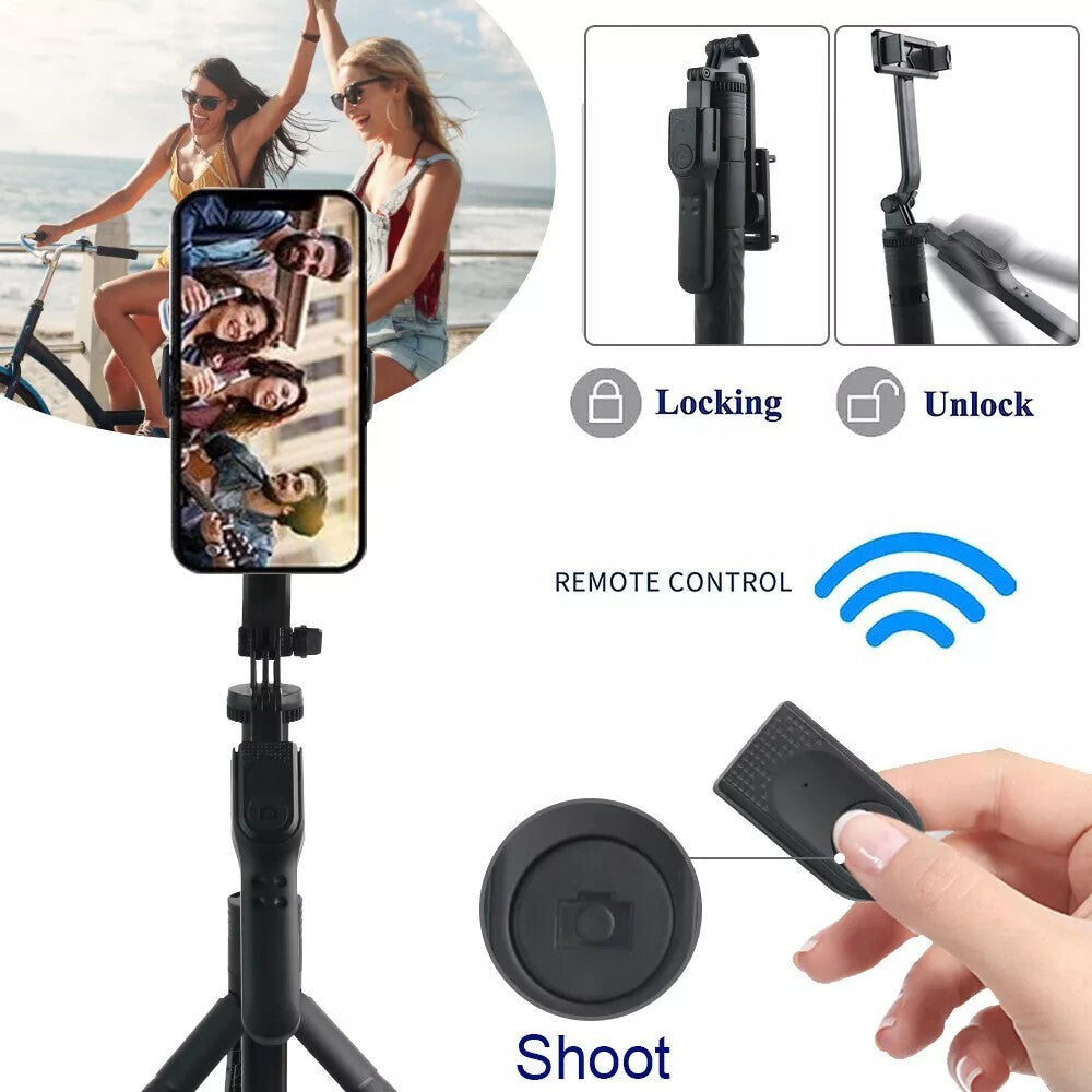 68" Wireless Selfie Stick Tripod Stand Foldable Remote for Phone Shooting Live