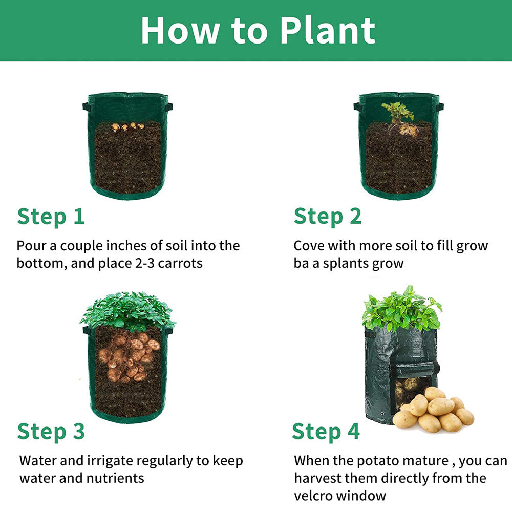 3-Pack Potato Grow Bags Garden Waterproof Reusable Vegetable Plant Pots Fruits