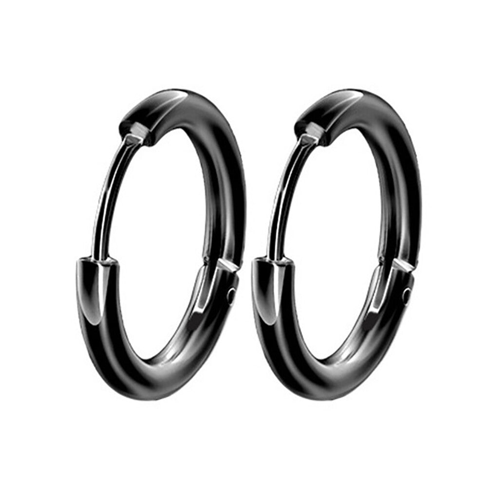 8 Pairs Stainless Steel Punk Black Earrings Stud Piercing Men Hoop Gothic Unisex
