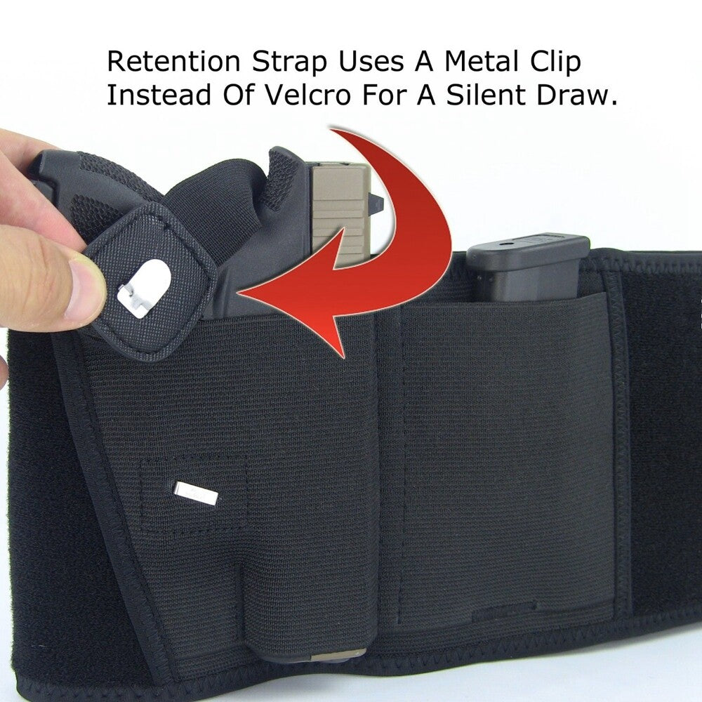 Tactical Belly Gun Holster Belt Concealed Carry Waist Pistol Holder Magazine Bag
