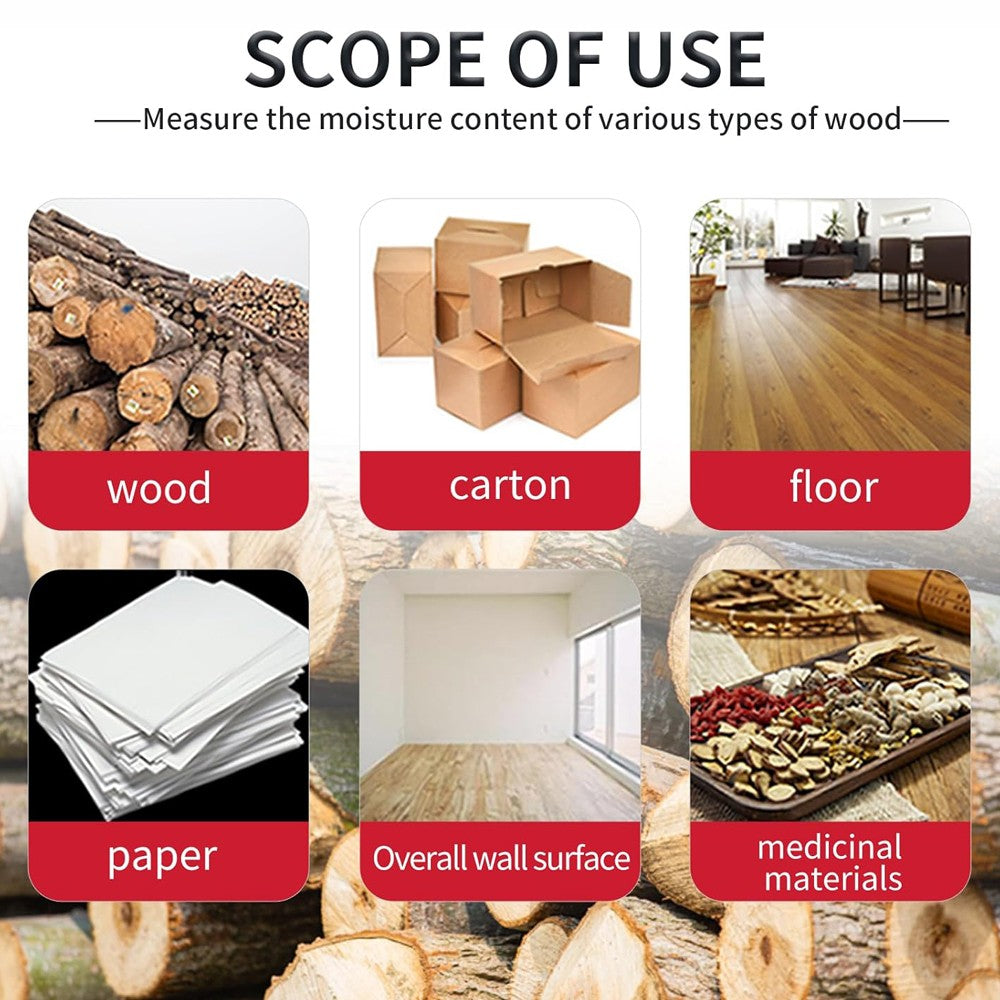 Wood Moisture Meter LCD Digital Two Pins 0-99.9% Hygrometer Timber Damp Detector