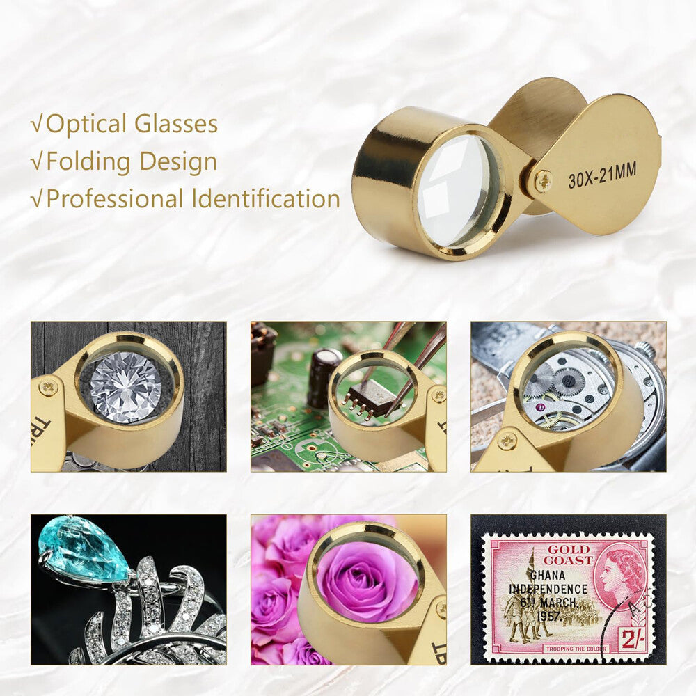 30X Jewelers Loupe Magnifier Inspection Coin Loop Magnifying Glass Eye Pocket