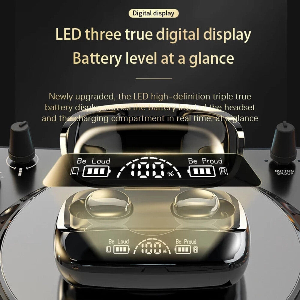 Bluetooth 5.2 True Wireless Earbuds Waterproof Headphones with Charging Case US