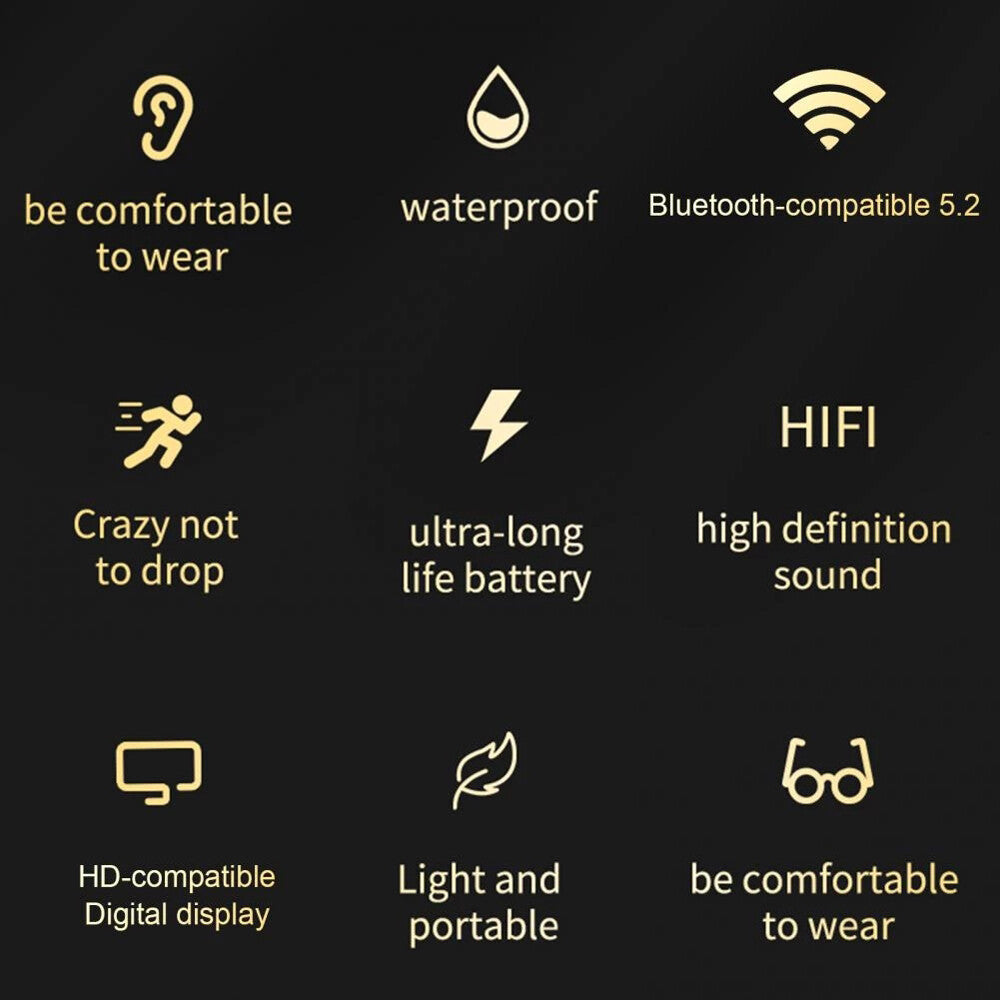 Bluetooth 5.2 True Wireless Earbuds Waterproof Headphones with Charging Case US