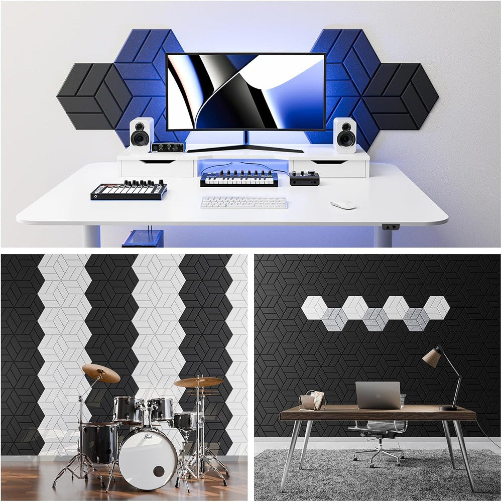12 Pack Sound Proof Foam Panels 12"X 12"X 0.4" Acoustic Panels Self-Adhesive US
