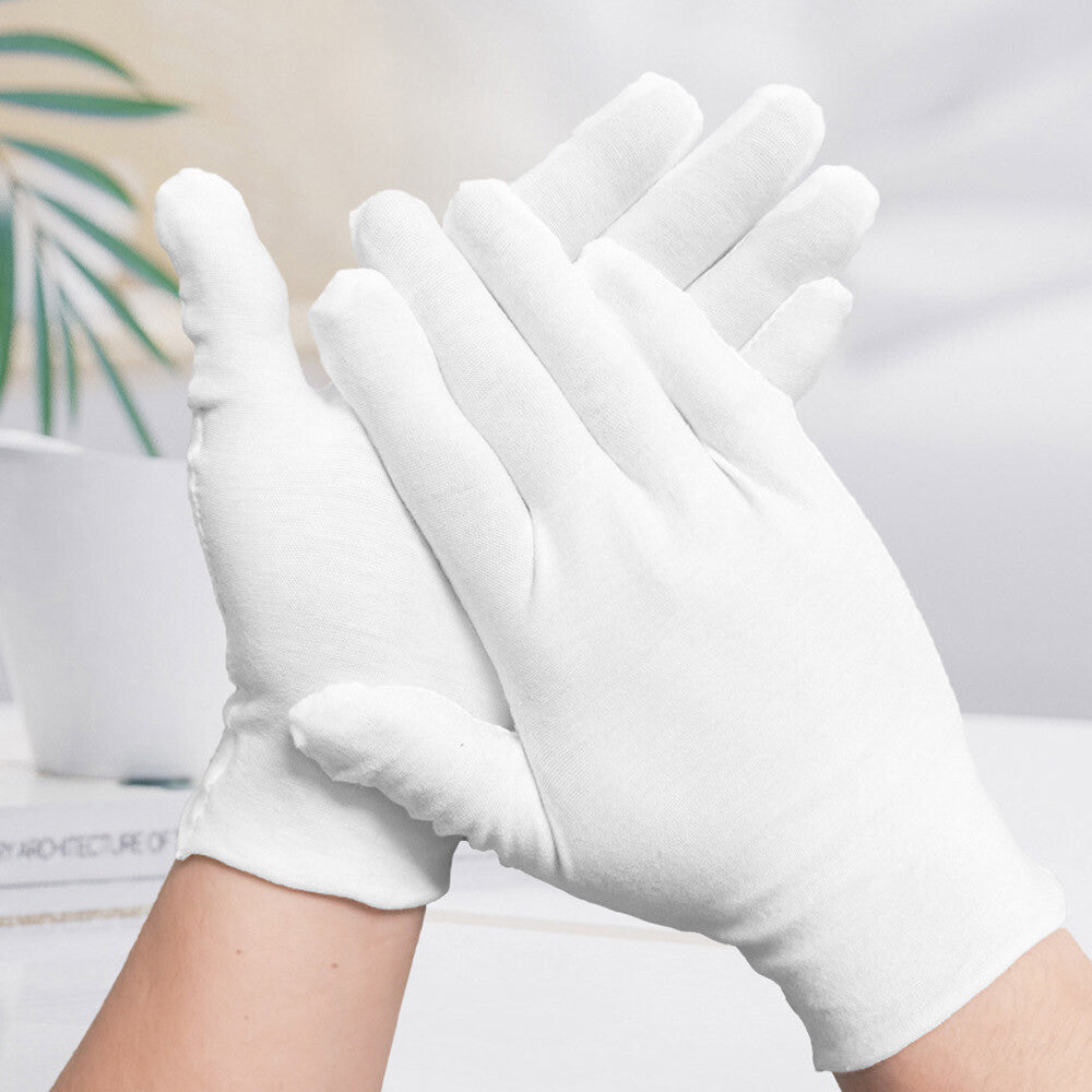 12 Pairs (24 PCS) White Soft Cotton Work Gloves Jewelry Coin Silver Inspection