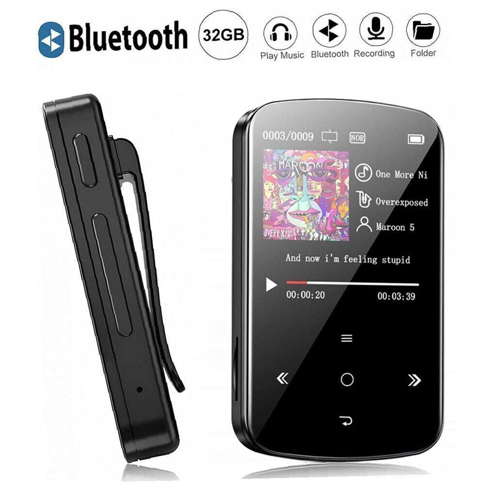 MP3 Player 32GB Hifi Lossless Sound Bluetooth Clip Music Voice Recorder FM Radio