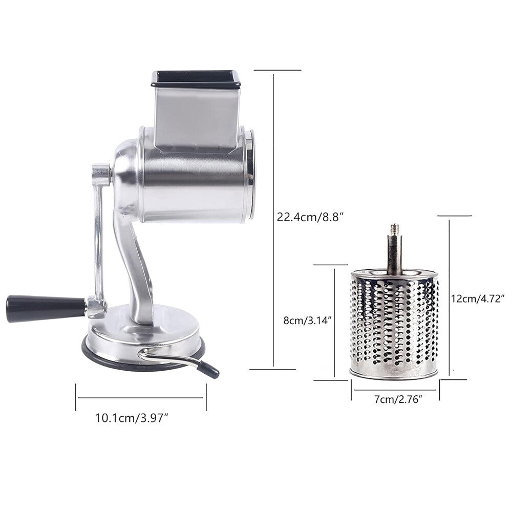 Stainless Steel Rotary Cheese Grater Hand Drum Slicer Crank Vegetable Chopper US
