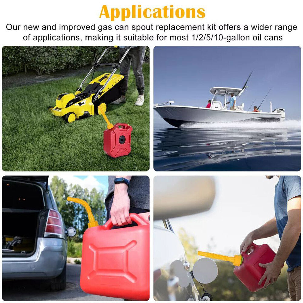 5X Replacement Gas Can Spout Nozzle Vent Kit for Plastic Gas Cans Old Style Cap