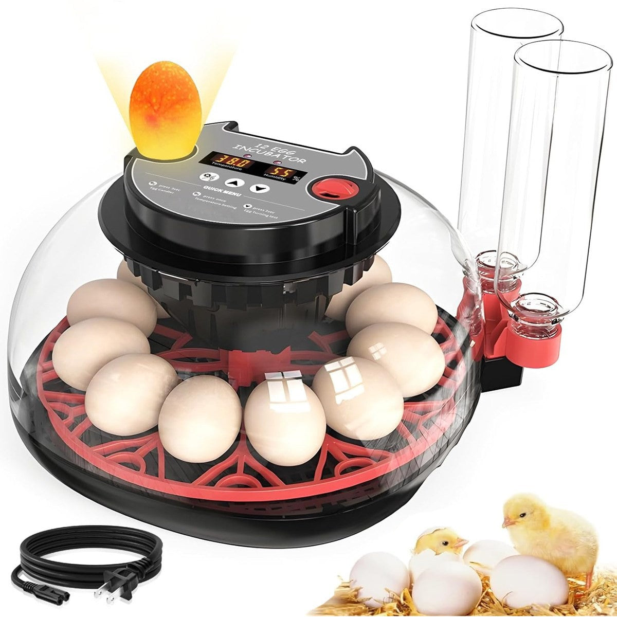 12 Eggs Incubator Automatic Turning Quail Chick Chicken Hatcher for Hatching Egg