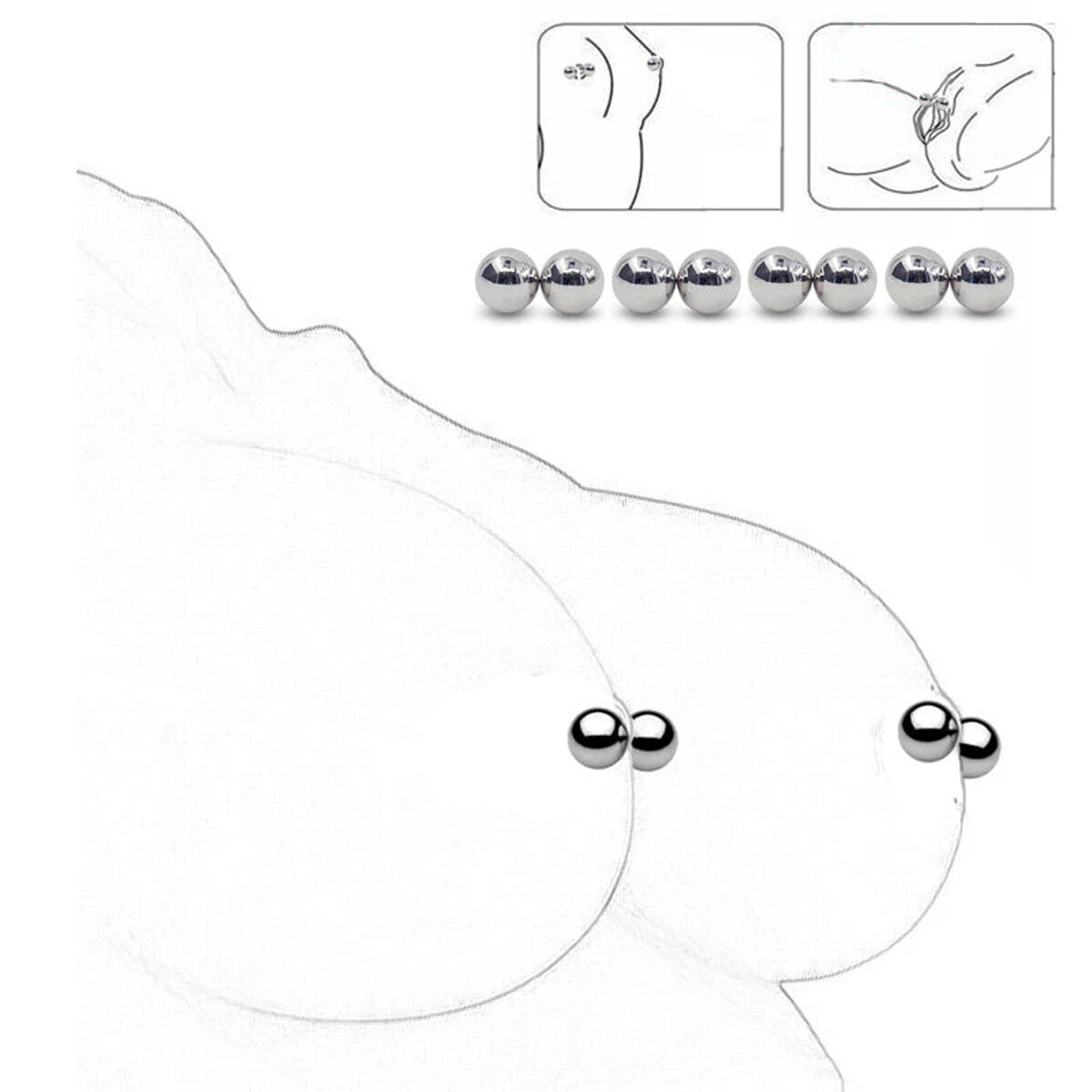 Clitoris Labia Nipple Clamps Bondage Fetish BDSM Powerful Magnetic Orbs Pair Set