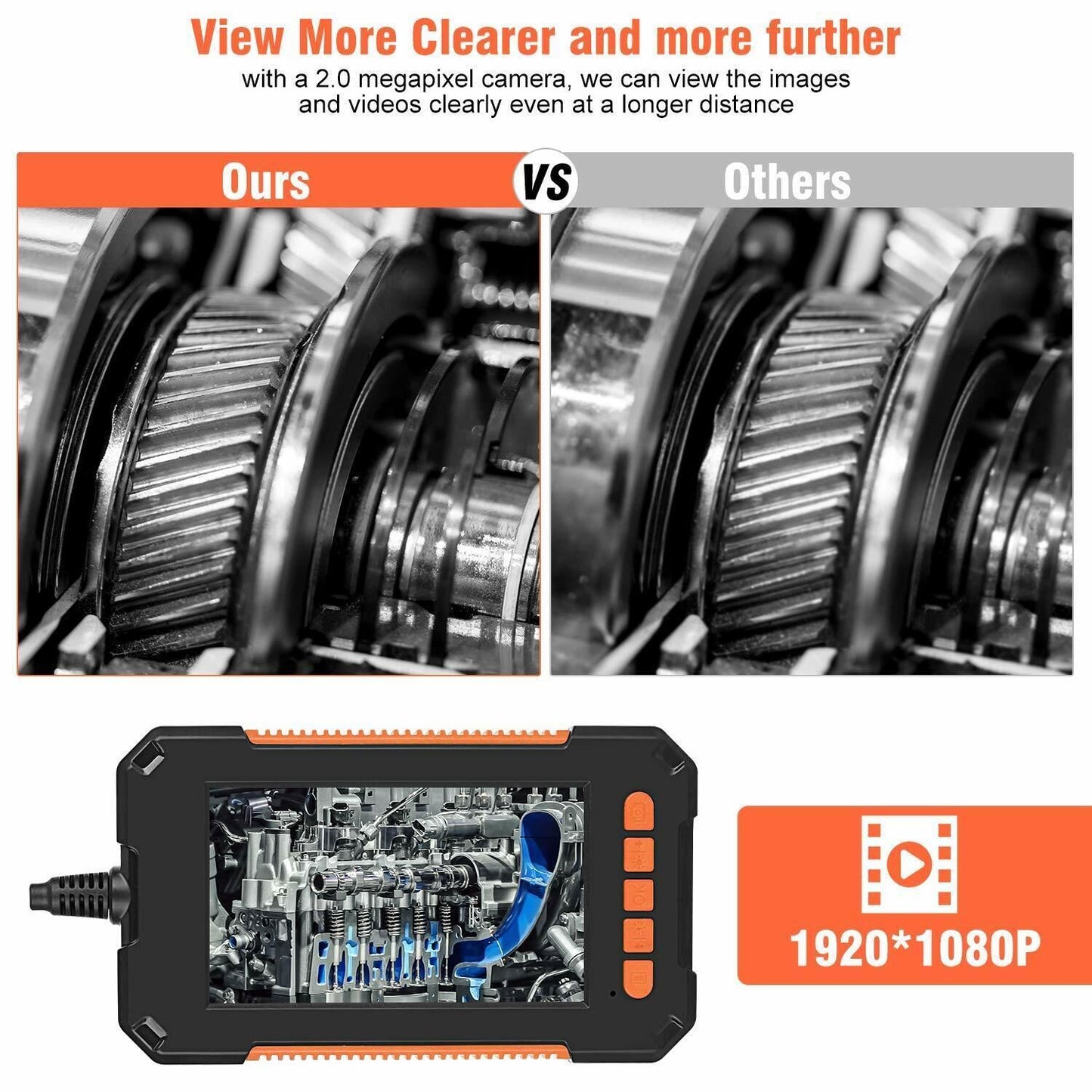 Industrial Endoscope Camera 1080P HD 4.3'' Screen Borescope Inspection Camera US