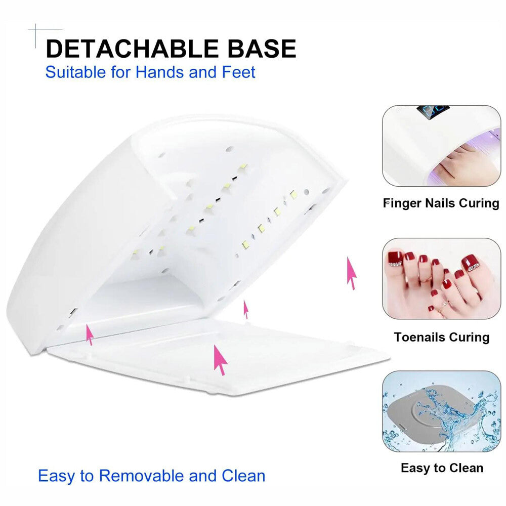 White 48W Cordless Wireless Rechargeable LED/UV Nail Lamp Gel Polish Nail Dryer