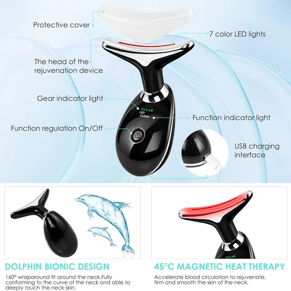 Neck Face Lifting Massager Skin Tighten Device LED anti Wrinkle Double Chin US