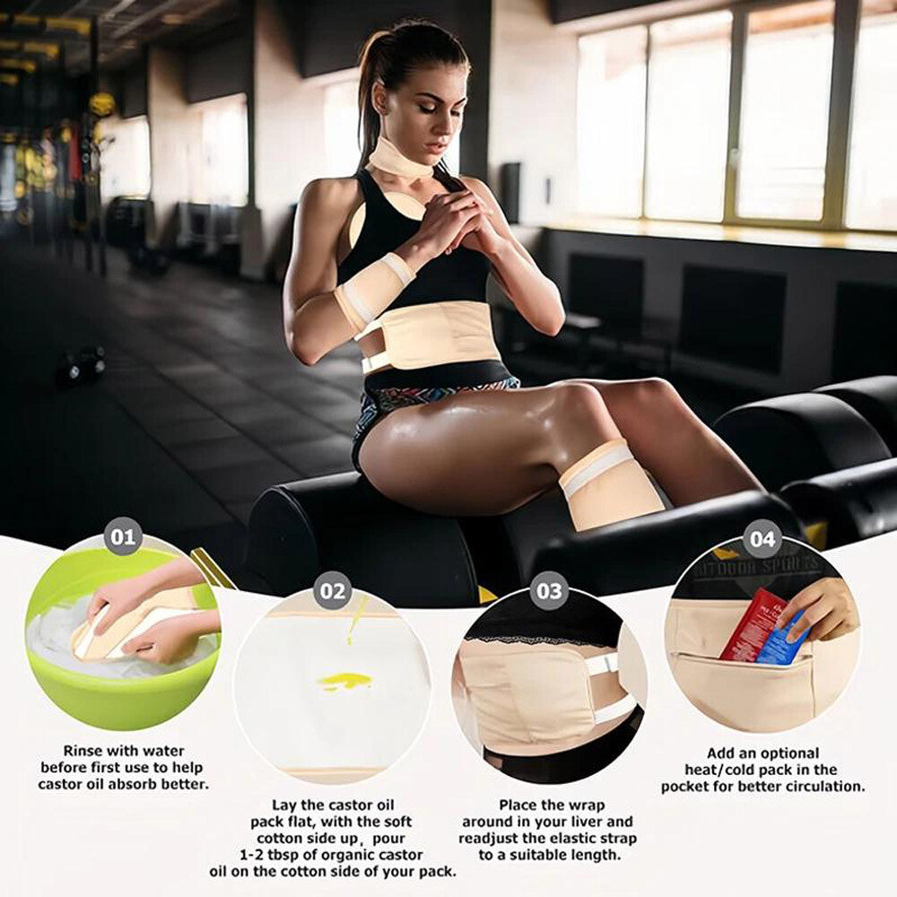 6PCS Castor Oil Pack Wrap Women Reusable Organic Cotton Pack Kit Promote Blood