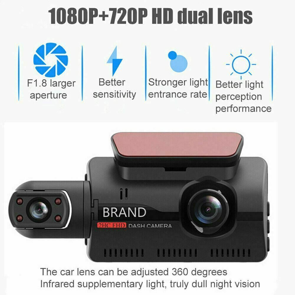 Dual Lens Car DVR Dash Cam Video Recorder G-Sensor 1080P Front and inside Camera