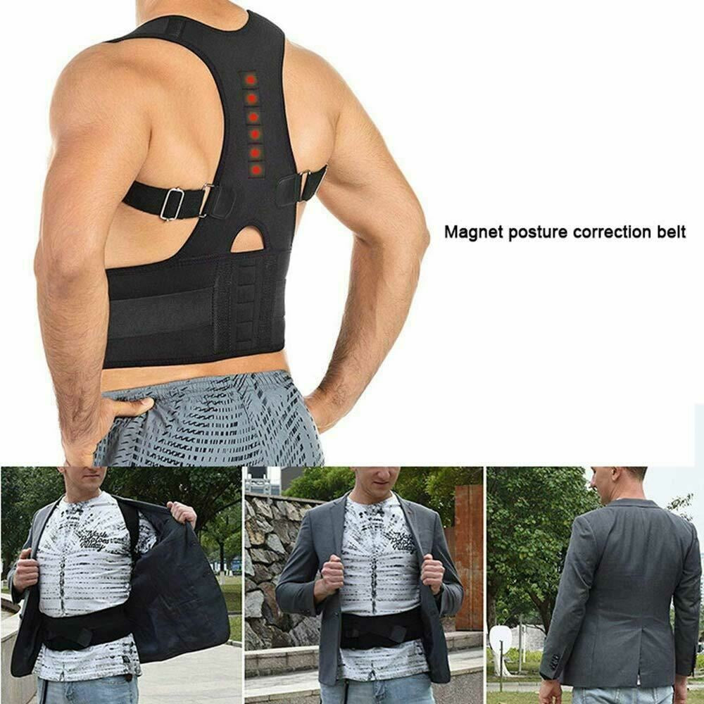 Back Posture Magnetic Shoulder Corrector Support Brace Belt Therapy Men Women