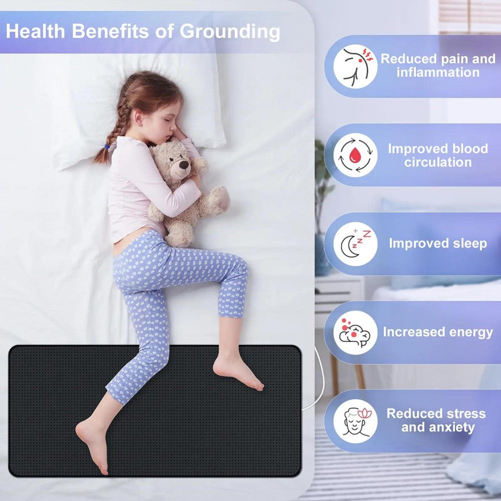 Therapy EMF Grounding Mats Conductive Carbon Faux Leather Pad for Better Sleep