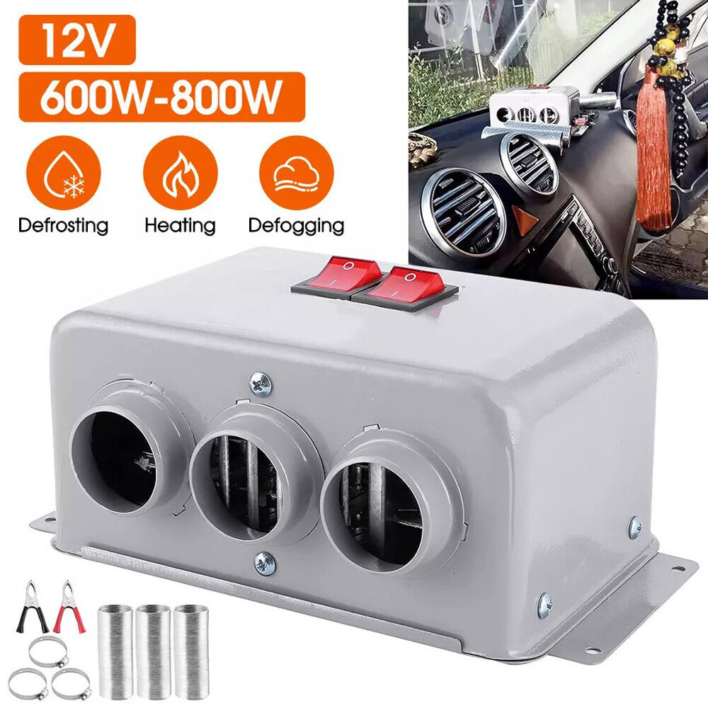 800W Electric Car Heater 3 Hole 12V DC Heating Fan Defogger Defroster Demister