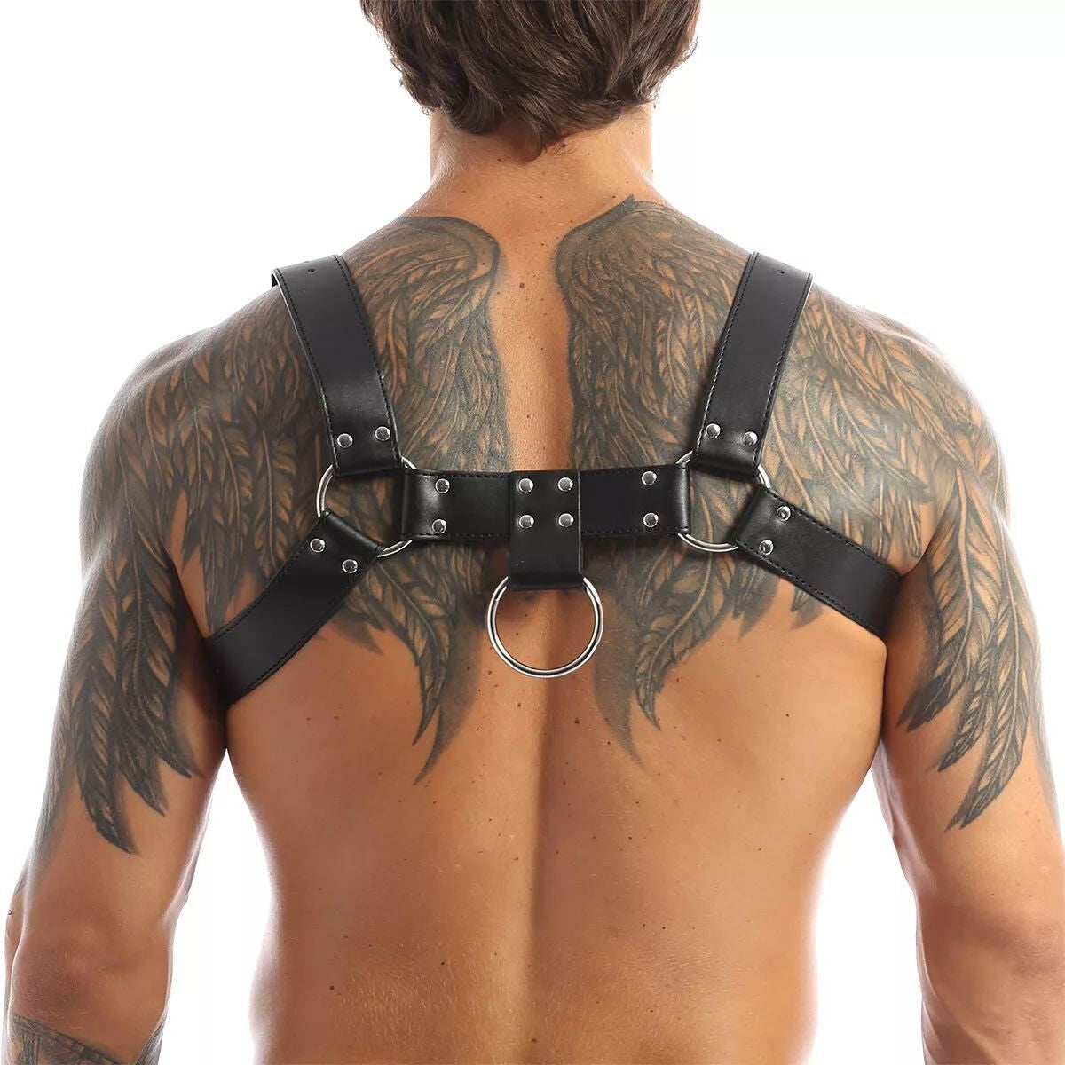 Men Adjustable PU Leather Body Chest Harness Belt Shoulder Elastic Buckle Strap
