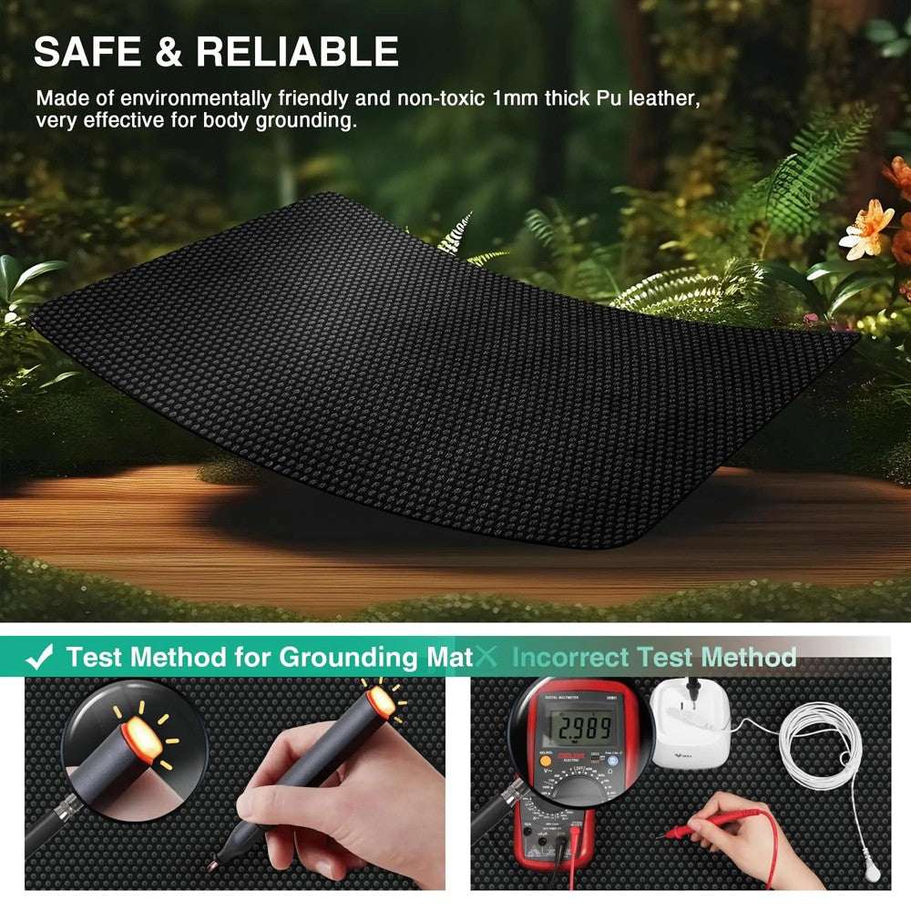 Therapy EMF Grounding Mats Conductive Carbon Faux Leather Pad for Better Sleep