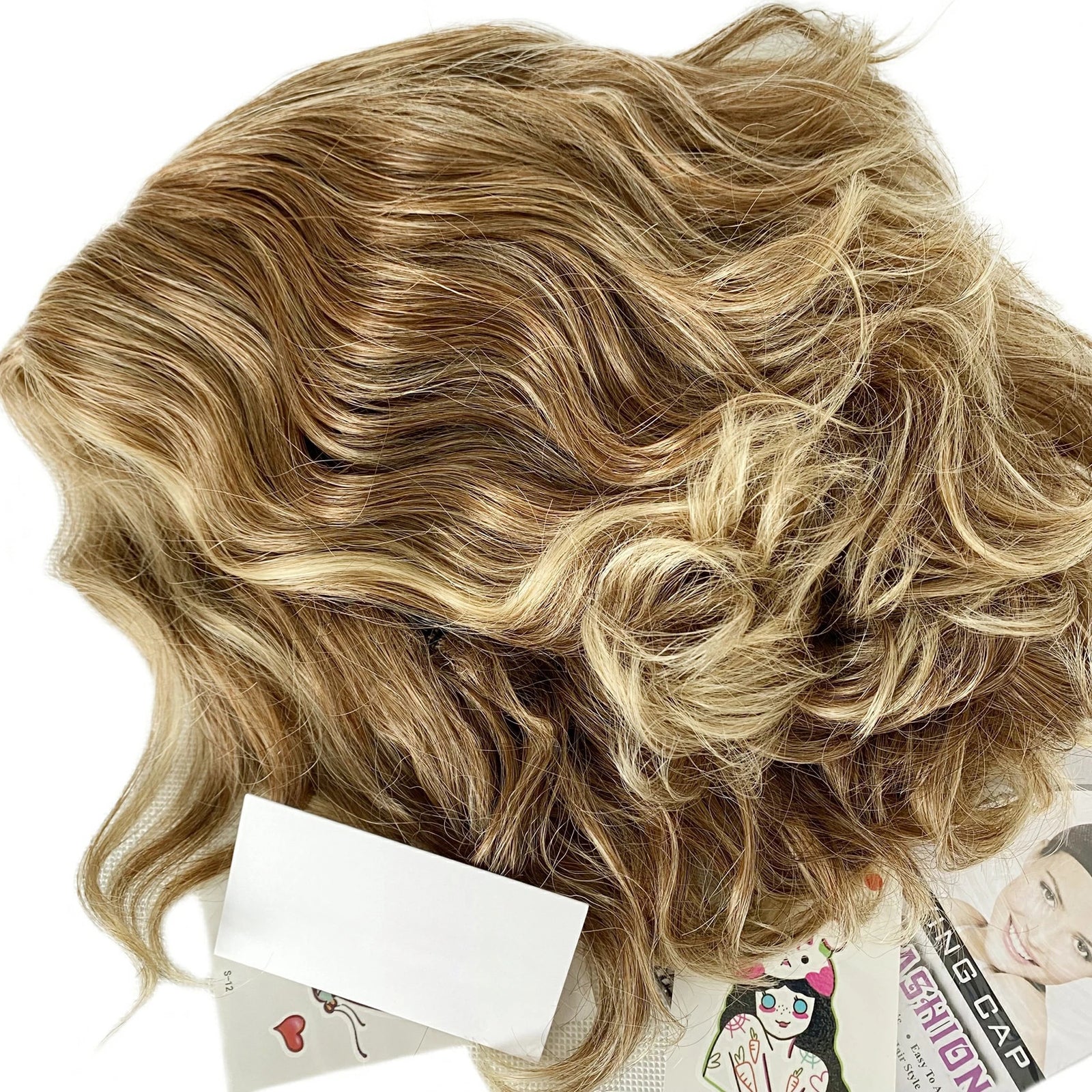 10 Inch Women Short Blonde Curly Wavy Bob Wig Bangs Fluffy Cosplay Party Real US