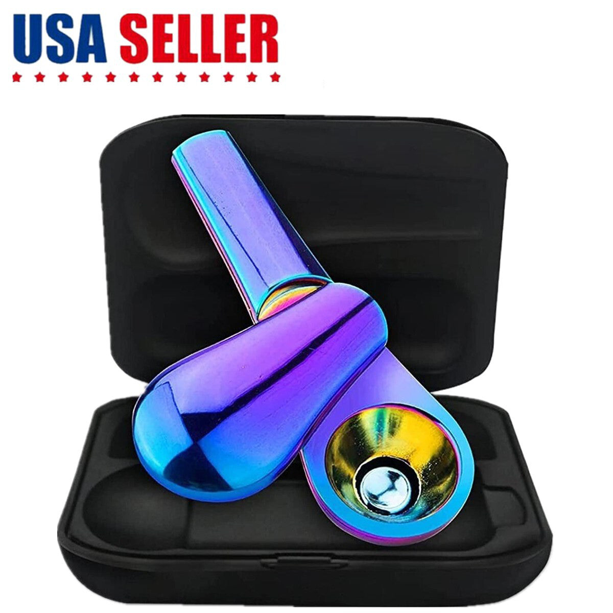 4" Stainless Steel Magnetic Spoon Tobacco Smoking Metal Pipe + 15 Filters US