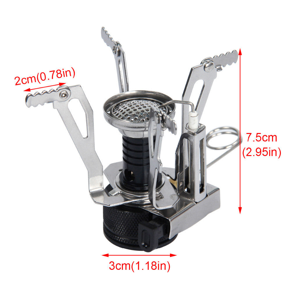 Portable Gas Camping Stove Butane Propane Burner Outdoor Hiking Picnic+Cookwar