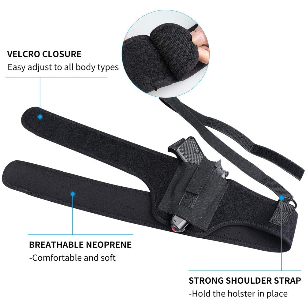 Tactical Concealed Carry Shoulder Pistol Hand Gun Holster Pouch for Right/Left