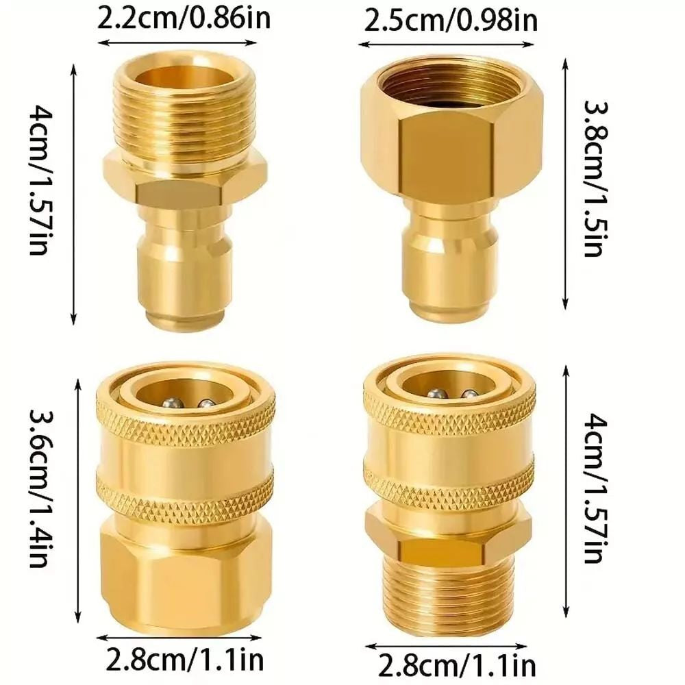 4PCS Pressure Washer Adapter Set Quick Disconnect Kit M22 Swivel 3/8'' Connects
