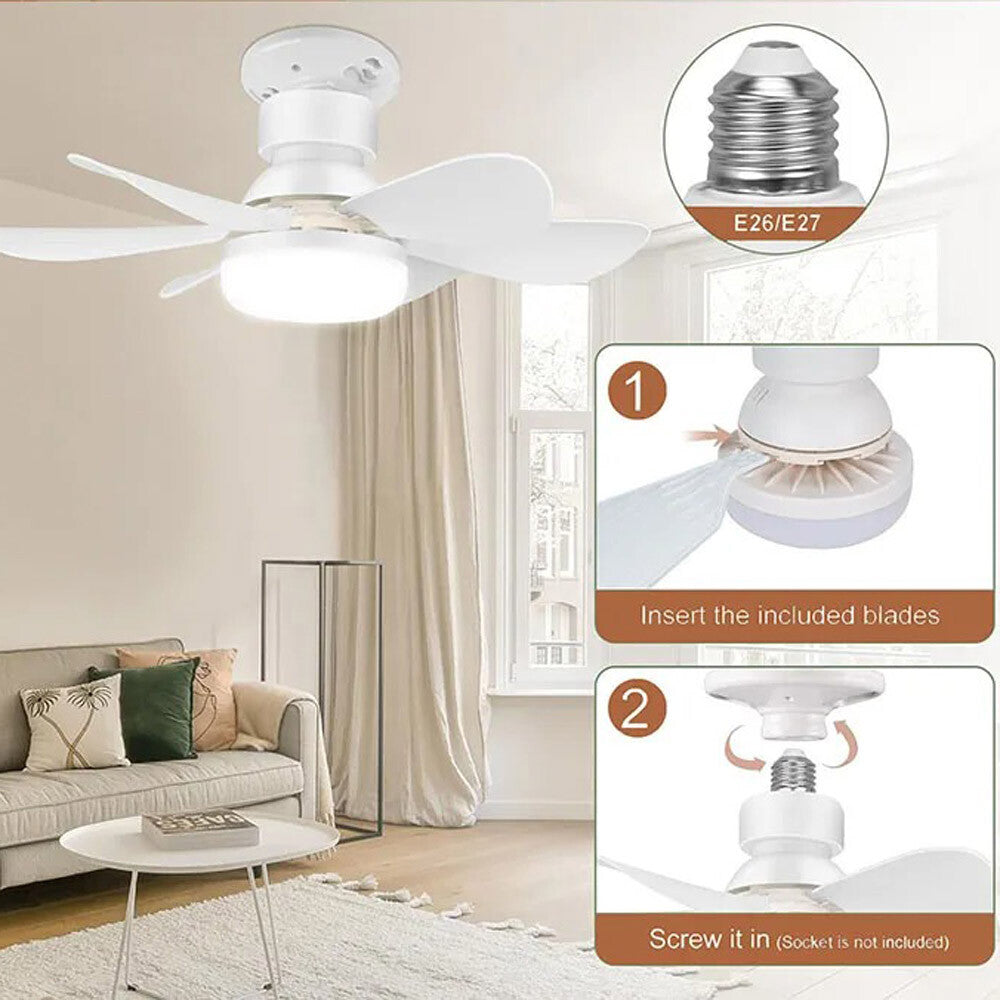 Socket Fan Light Ceiling Fans with Lights and Remote Dimmable LED Ceiling Fan US