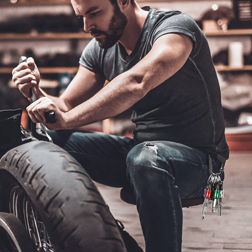 12PCS Keychain 1/4" Hex Shank Quick Release Screwdriver Drill Bit Holder Bit Set