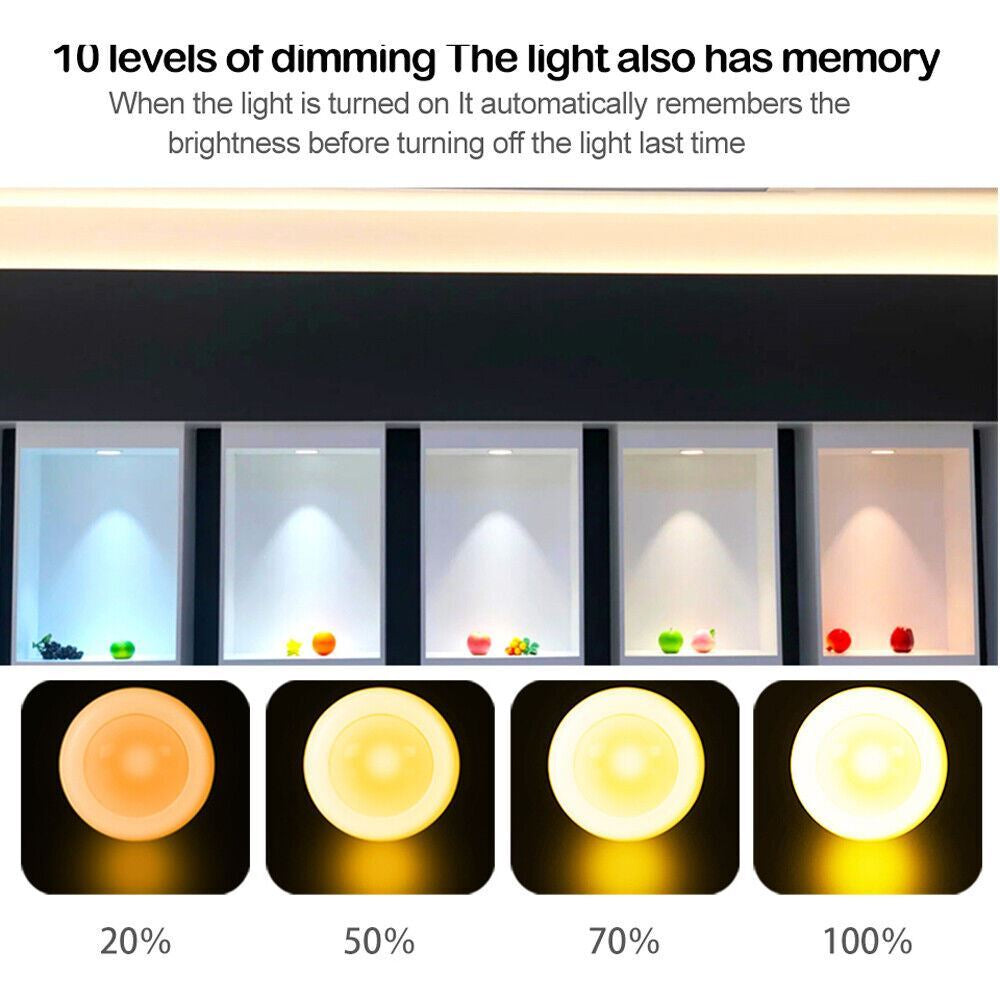 3PCS LED Puck Light Wireless under Cabinet Lighting Kit Kitchen Counter Light US