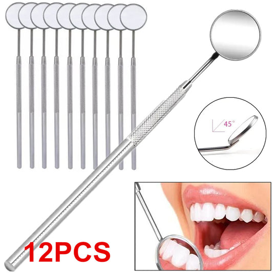 12 PCS Dental Mouth Mirror #5 W/Handle Stainless German Grade Dental Instruments