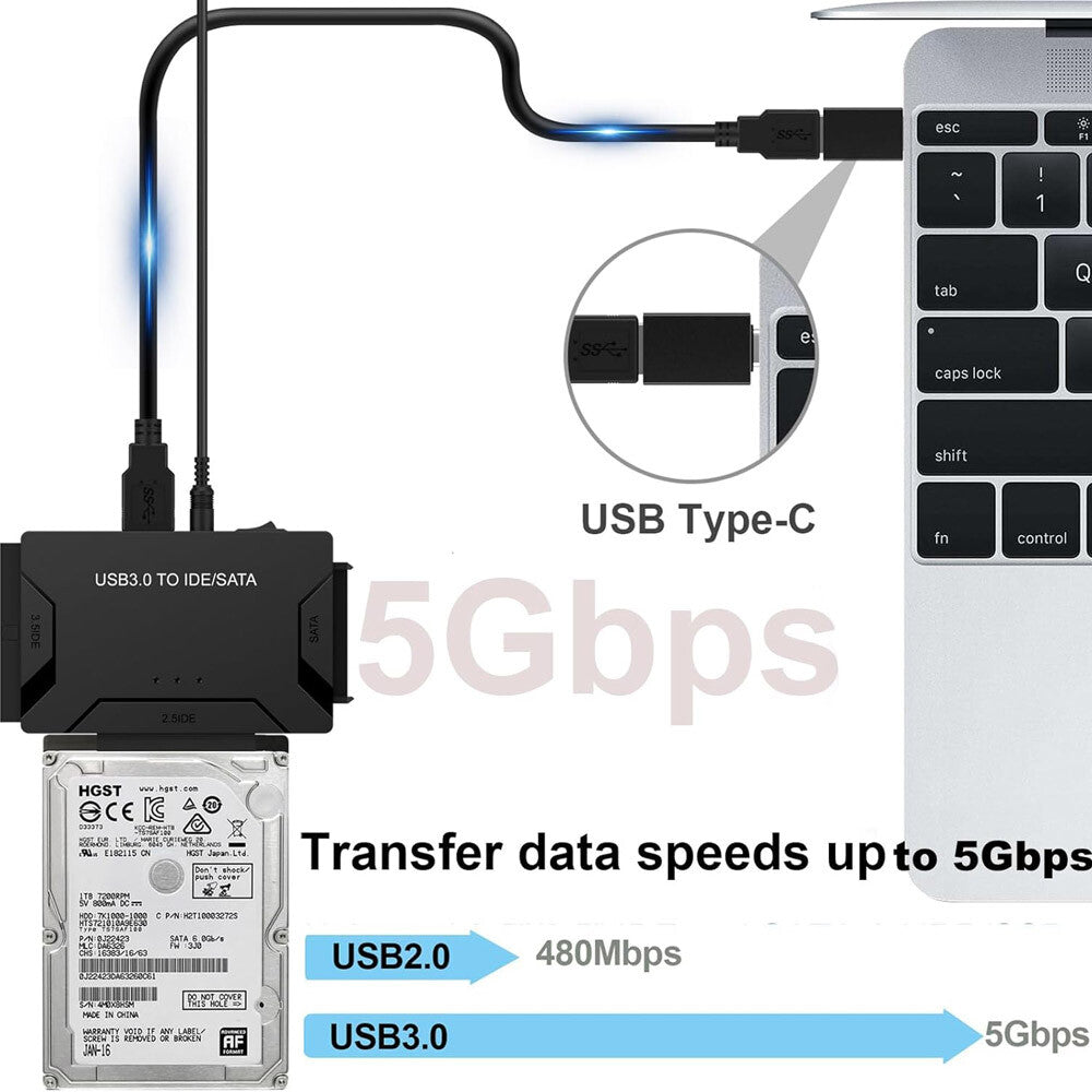 USB 3.0 to IDE/SATA Converter Adapter Kit for 2.5"/3.5" SATA/IDE/SSD Hard Drive
