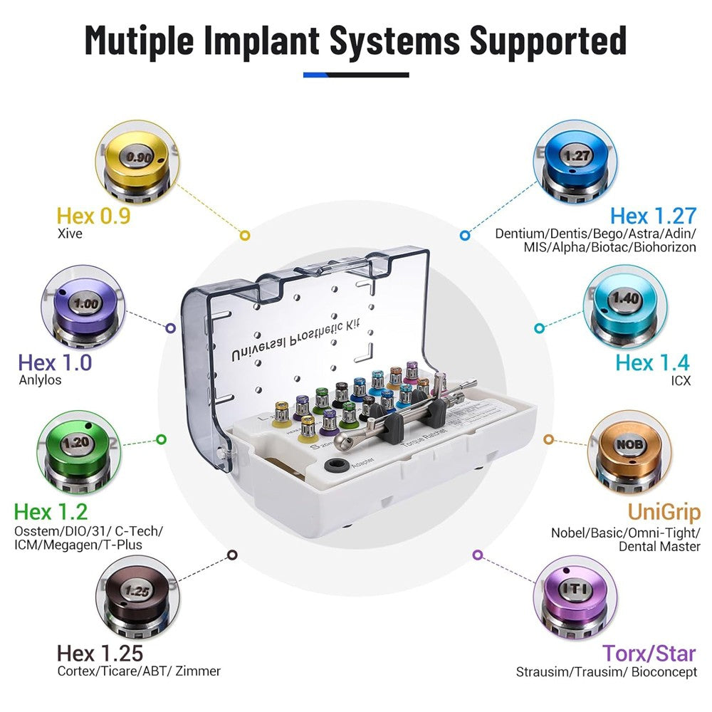 US Dental Universal Implant Prosthetic Kit Torque Wrench Screw Drivers Remover