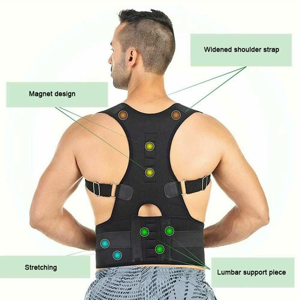 Back Posture Magnetic Shoulder Corrector Support Brace Belt Therapy Men Women