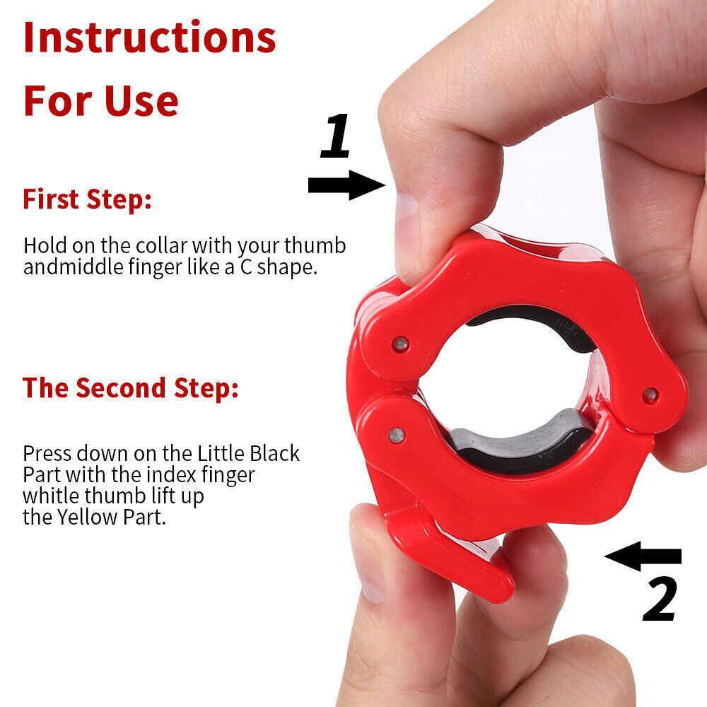 US Olympic 1-2" Inch Barbell Clamps Quick Release Standard Bar Weight Plates