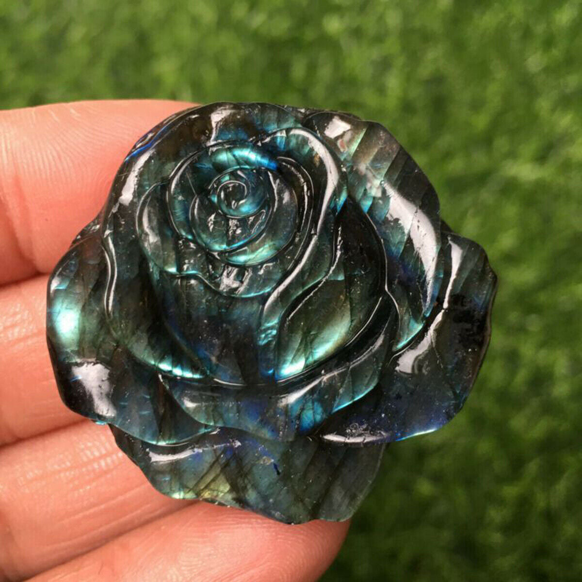 Natural Labradorite Hand Carved the Roses Quartz Crystal Healing US 1 PC