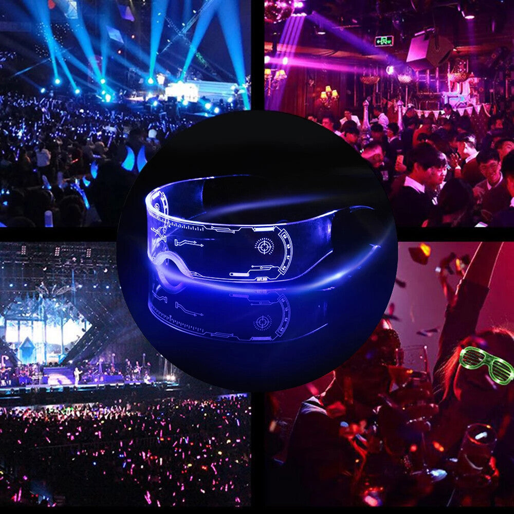 Clear Lenses 7 Color LED Flashing Light up Visor Glasses Goggles Rave Party US