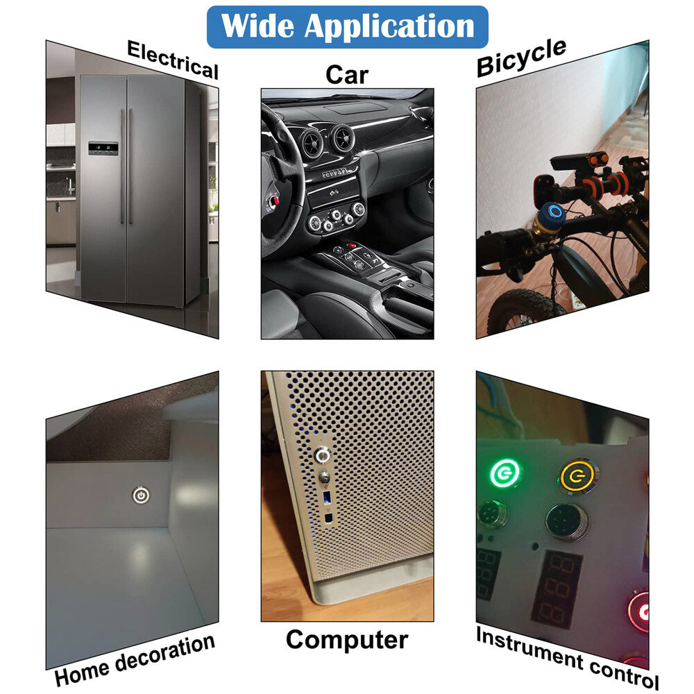 Latching Push Button Power Switch 16Mm 12V LED on off Waterproof Stainless Steel