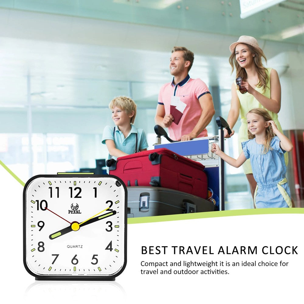 Alarm Clock LED Desk Nightlight Snooze Quiet Non Ticking Battery Powered Bedroom